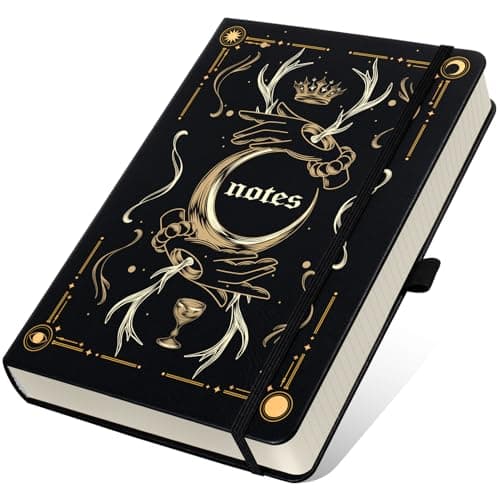 Image of XLOXFU Lined Notebook A5 Journal for Women & Men, 192 Pages, College Ruled Leather Notebook for Work & Note Taking, Journals for Writing, Magic Hand