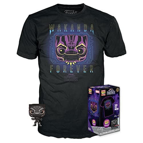 Image of Funko Pocket POP! & Tee: Marvel - Black Panther - (Child) - Small - (S) - T-Shirt - Clothes With Collectable Vinyl Minifigure - Gift Idea - Toys and Short Sleeve Top for Adults Unisex Men and Women