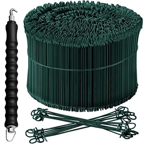 Image of Cunno 1001 Pcs Double Loop Rebar Wire Bar Ties 6 Inch 16 Gauge Rebar Wire with Automatic Twister Tying Tool for Securing(Green)