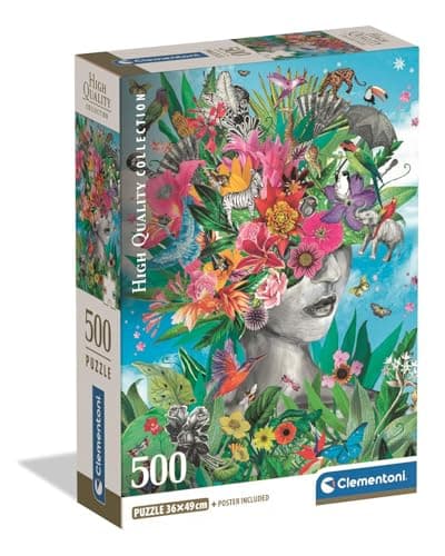 Image of Clementoni Jigsaw Puzzle 500 pieces, Collection Head in the Jungle, Puzzle for Adults 14-99 Years, Compact box, Made in Italy, 35600