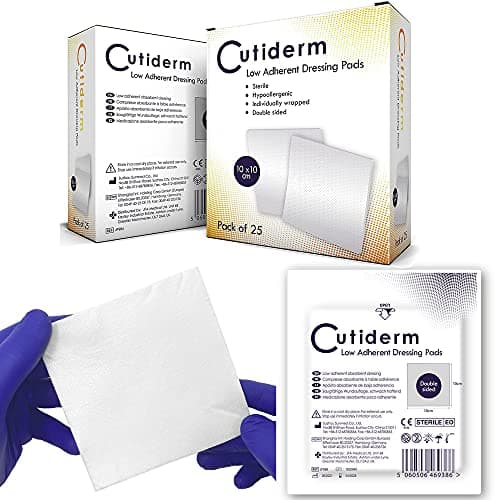 Image of Cutiderm Low Adherent Sterile Absorbent Wound Dressing Pad 10cm x 10cm - Box of 25