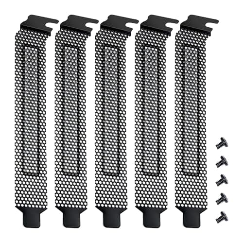 Image of YIMATEECO PCI Slot Covers, 5Pcs Hard Steel PCI Slot Cover Dust Filter Bracket Computer Case Expansion Blank Plate Dustproof Filter with Screws for PC Computer Case (120 * 20mm, Black, 5 Pack)