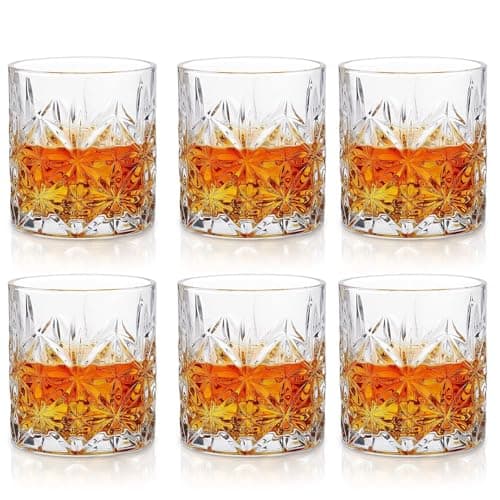 Image of HOMSMYTH Set of 6 Whisky Glass 300ml – Premium Drinking Glasses Tumbler & Cocktail Glasses – Heavy Base Whiskey Glass Tumbler – Clear Glass Tumblers for Water, Juice, Gin, Rum & Bourbon (Style II)