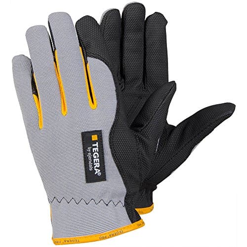 Image of Ejendals 9124-9 Size 9 "Tegera 9124" Synthetic Leather Glove - Grey/Black/Yellow