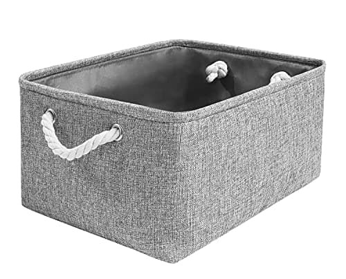 Image of Mangata Foldable Storage Box, Small Thickened Fabric Storage Basket with Handles for Shelves Toy (S, Grey)