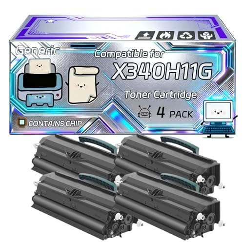 Image of X340H11G Toner Cartridge Compatible for Lexmark X340MFP X340N X342N X342NMFP Printers, With Chip, 6000 Pages, Vibrant Colours (4 Pack Black)