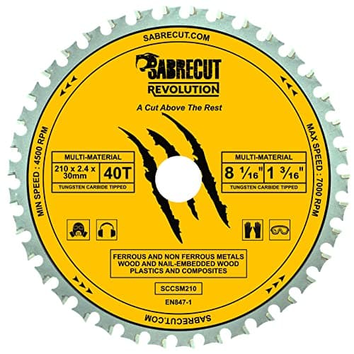 Image of 1 x SabreCut SCCSM210_40 210mm 40T x 30mm 25.4mm 20mm 16mm Bore Multi-Material Metal Wood Plastic Circular Saw Blade