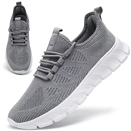 Image of Trainers Women Shoes Slip On Ladies Walking Running Sneakers Gym Tennis Casual Breathable Mesh Sport Shoe Grey Size 7 UK
