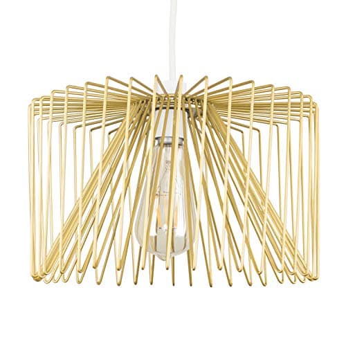 Image of MiniSun | Modern Gold Non Electric Metal Wire Design Light Shade | Pendant Lights, Home Décor & Improvement Essential | Includes 4W LED Bulb [2700K Warm White] | 18cm Shade Width