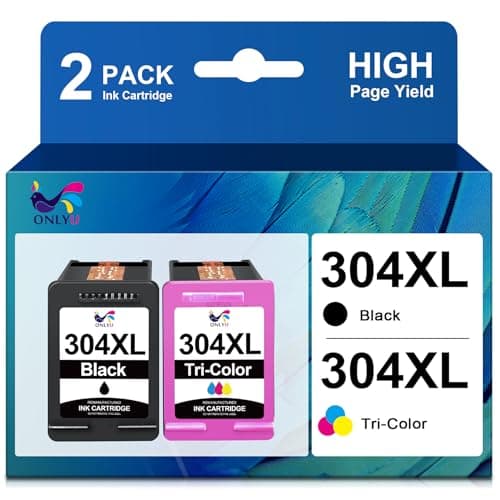 Image of ONLYU 304XL Replacement HP 304 XL Ink Cartridges for HP Envy 5030 5032 5010 5050 DeskJet 3750 2630 3760 3762 2600 2600 2620 2622 (1 Black, 1 Colour)