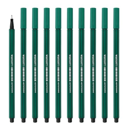 Image of Westcott fineliner green 10 pieces | 10-pack premium fineliner with 0.4mm line width | precise line guidance, metal tip, quick-drying water-based ink | E-737791 00