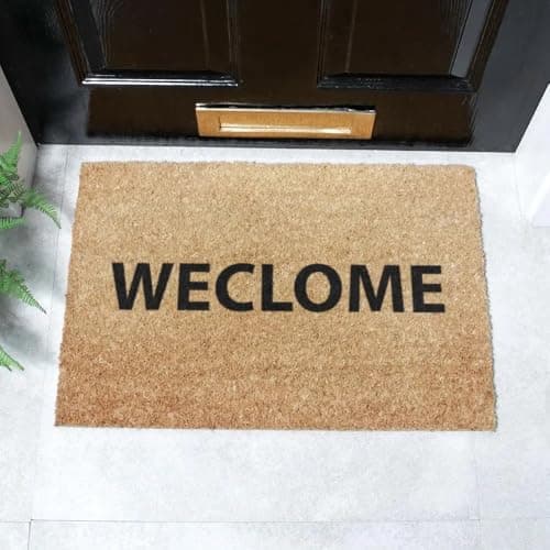 Image of Artsy Mats - Weclome funny doormat - Made from Tufted Coconut Fibre - Non-Slip Natural Rubber Backed Door Mats Indoor - Heavy Duty, Decorative Outdoor Mats (60x40cm)