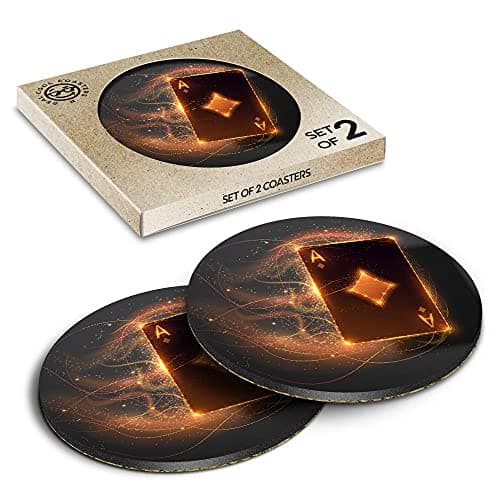 Image of 2 x Eco Boxed Cork Coasters - Ace Playing Card Casino Gambling Drink Cup Mug Glass Table Mat #21102