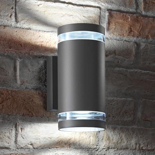 Image of Auraglow Indoor/Outdoor Double Up & Down Wall Light - Anthracite Grey - Cool White LED Bulbs Included
