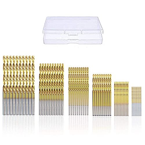 Image of Drill Bit Set, Vidillo 60pcs Titanium Twist Drill Accessories Tool Set 1/1.5/2/2.5/3/3.5 mm HSS Metal Drill Bits Kit for Workshop Wood Plastic and Aluminum (Gold)