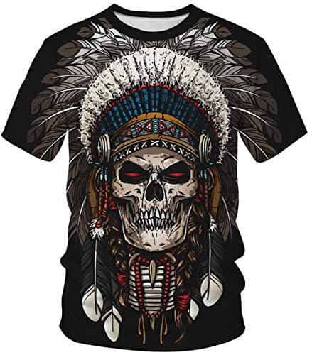 Image of ENLACHIC Men's 3D Print Native Americans Tribal Casual Summer Tee Shirt T-Shirt - black - XXL