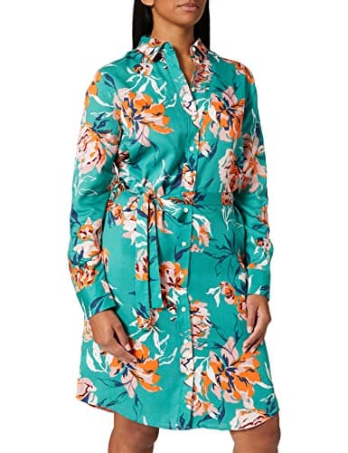 Image of Gant Women's D1. Peonies Print Shirt Dress Dress Not Applicable, Green (Jade Green 309), 14 (Manufacturer Size: 40)
