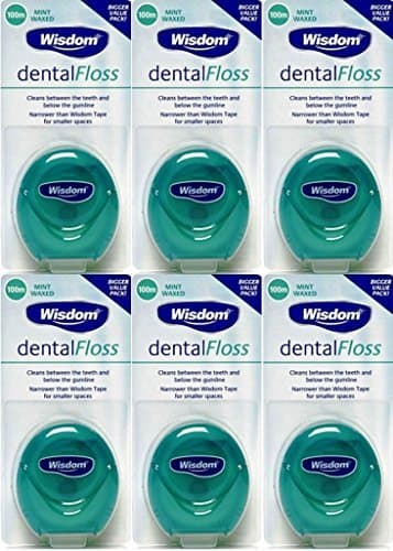 Image of Wisdom Dental Floss Mint Waxed 100m x 6 Packs by Wisdom