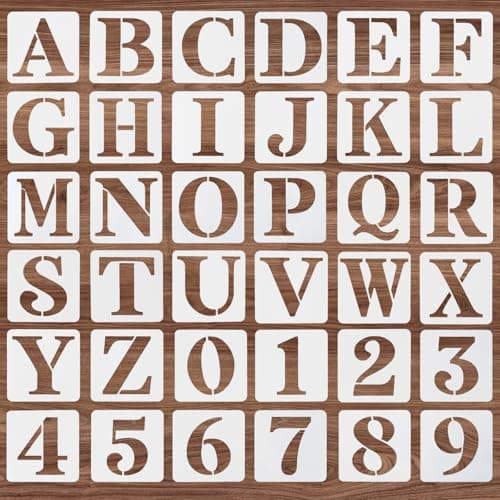 Image of Ymapinc 36 Pcs 2 Inch Letter and Number Stencils, Reusable Plastic Alphabet Spray Paint Stencils for Painting on Wood Wall Rock Chalkboard Door Porch Signage DIY Craft Decoration