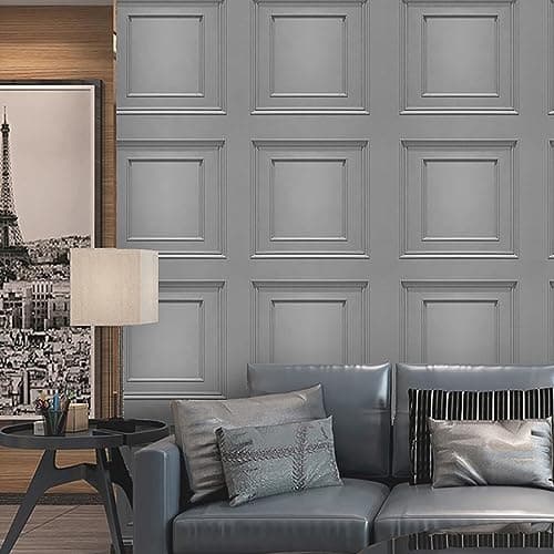 Image of Trafagala 3D Effect Wall Panels Textured Wallpaper Embossed Wood Panel Effect Embossed Wallpaper Tartan Wallpapers Neutral Art Deco for Living Room Feature Wall Bedroom Ceilings Taupe