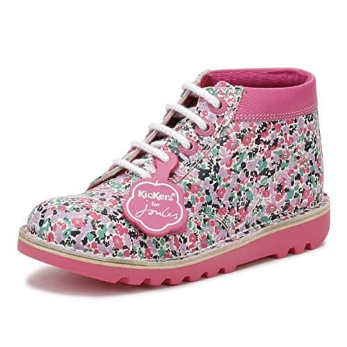 Image of Kickers Kick Hi Js, Baby Girls Boots, White (White/Pink), 11 (29 EU)