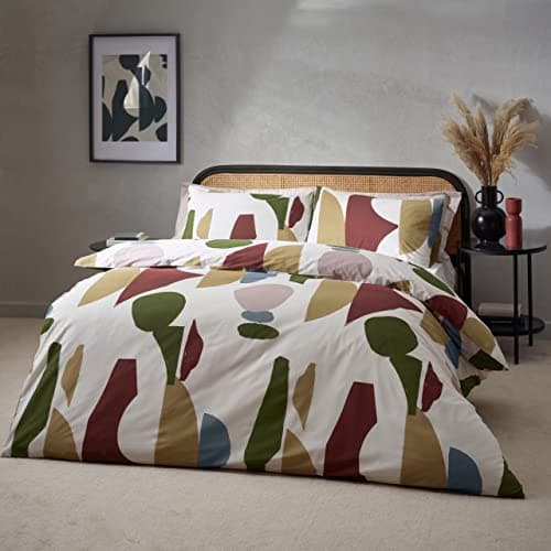 Image of furn. Hoem Meta Abstract Cotton Rich Duvet Cover Set – Reversible Printed Design (Multicolour – Single)