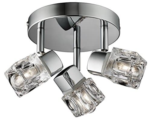 Image of Marco Tielle Modern Chrome Finished Ice Cube 3 Way Ceiling Semi Flush Light Spotlight Bathroom Kitchen IP44 Rated LED Compatible