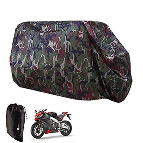 Image of AKORD Motorcycle Waterproof Motorbike Dust Proof UV Protective Breathable Cover Outdoor Camouflage With Carry Bag 245x105x125cm XL Large