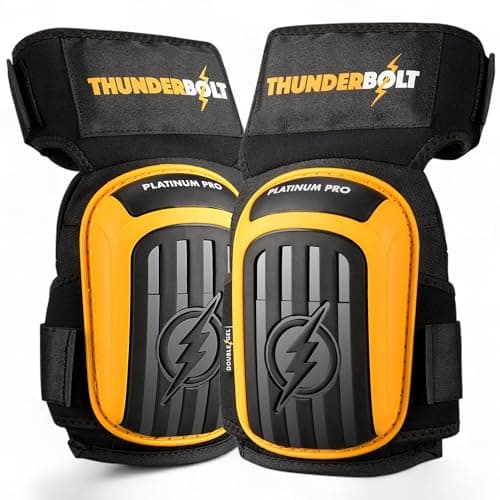 Image of Thunderbolt Knee Pads for Men for Construction Gardening Flooring Roofing Heavy Duty Comfortable Gel Thick Foam Cushion with Adjustable Non-Slip Straps