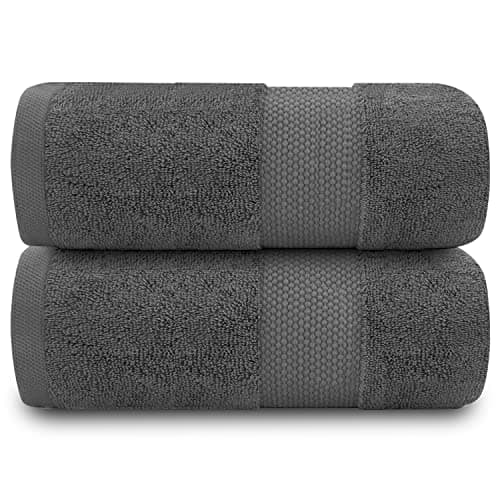 Image of GC GAVENO CAVAILIA Extra Large Bath Sheet 2 Piece - 700 gsm Hotel Quality Egyptian Cotton Extra Large Towels 100X 180 Cm - Extra Soft Bathroom Towel - Charcoal