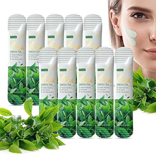 Image of mercham 10 PCS Clay Mask, Green Tea Deep Cleanse Mud Mask, Hydrating, Detoxifying, Pore Tightening, Anti-Acne Clay Face Masks, Natural Plant Extracts, Face Masks Skincare for All Skin Types 5ML*10