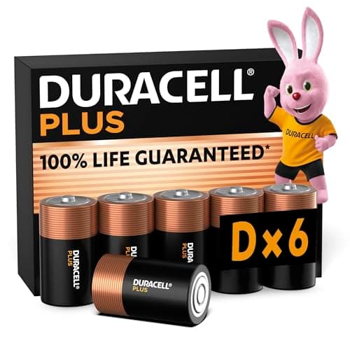 Image of Duracell Plus D Batteries (6 Pack) - Alkaline 1.5V - 100% Life Guaranteed - Reliability For Everyday Devices - 0% Plastic Packaging - 10-Year Storage - LR20 MN1300