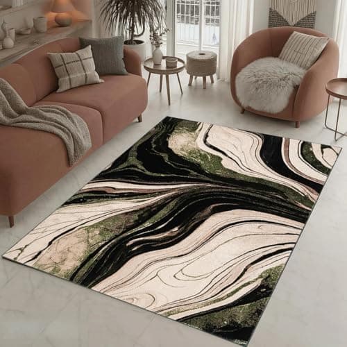 Image of Stylish Home London Modern Abstract Area Rug – Large Living Room Carpet & Non Slip Hallway Runner – Floor Mat for Bedroom, Kitchen & Home Décor (Green, 200 x L 290 cm)