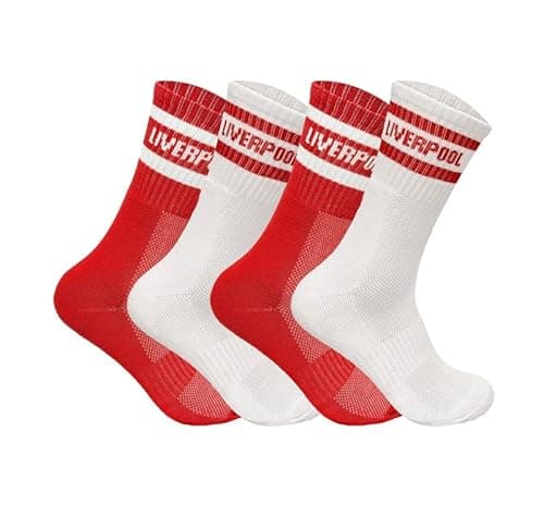 Image of AUSH Boys Mens Football Socks ManUnited, ManCity, NewCastle, Liverpool Cushioned Socks 6-11, 3,6,12,Pairs (UK, Alpha, One Size, Regular, Regular, 12p, Liverpool)