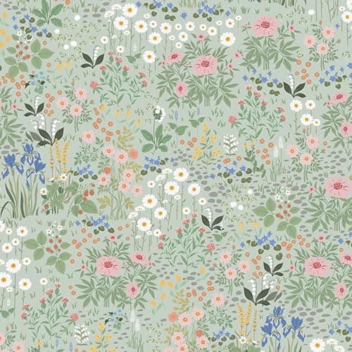 Image of Timeet Self Adhesive Wallpaper Floral Grey Green 44x300cm Peel and Stick Wallpaper Flower Leaf Sticky Back Vinyl Warp Contact Paper for Living Room Bedroom Wall Shelf Cabinet