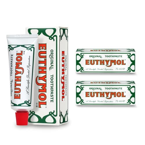 Image of Euthymol Original Toothpaste Bundle – 2 x 75ml Fluoride-Free Toothpaste for Plaque Removal, Antibacterial, Cavity & Gum Care, Healthy Enamel, Daily Oral Hygiene