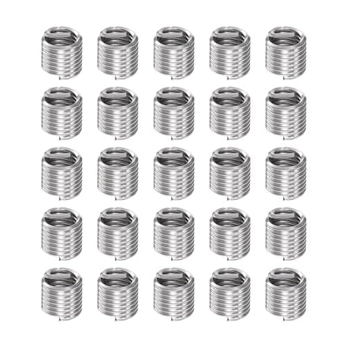 Image of sourcing map 25pcs Threaded Inserts 3/8-16 UNC 1.5D (14.25mm) Helical 304 Stainless Steel Coiled Wire Thread Sleeve for Plastic Wood Thread Repair