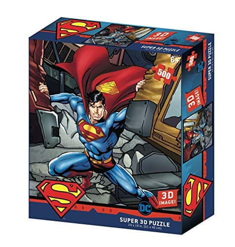 Image of DC Comic SM32523 Superman Strength 3D Effect Jigsaw Puzzle, Multicolour