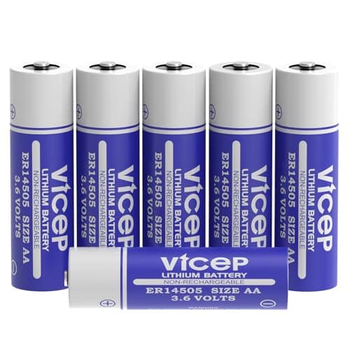 Image of ViCep 6-Pack ER14505 AA 3.6V Lithium Battery LS14500 Batteries Li-SOCL₂ 2700mAh for Garage Door, Home Security System, Meter Reading System, PLC Facility Equipment, Non-Rechargeable