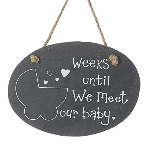 Image of Weeks Until We Meet Our Baby Countdown Slate Chalkboard