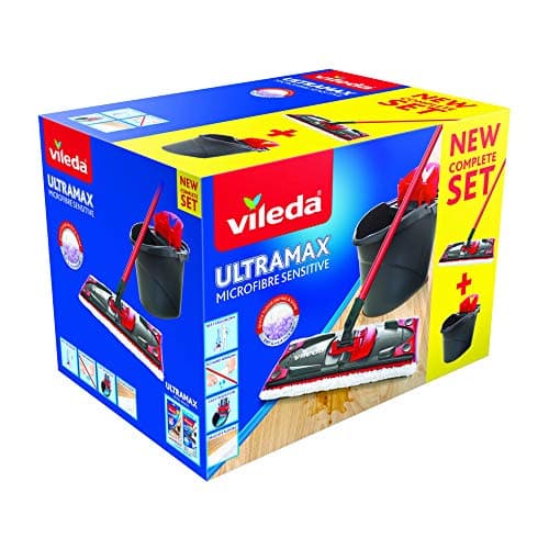 Image of Vileda UltraMax Power 2-in-1 Complete Set of Flat Microfibre Mop + Bucket with Wringer