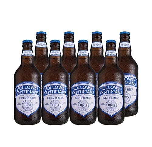 Image of Hollows & Fentimans Alcoholic Ginger Beer - 4% Vol - All Natural - Botanically Brewed Craft Beer - Infused with Natural Ginger Root - 8 x 500ml