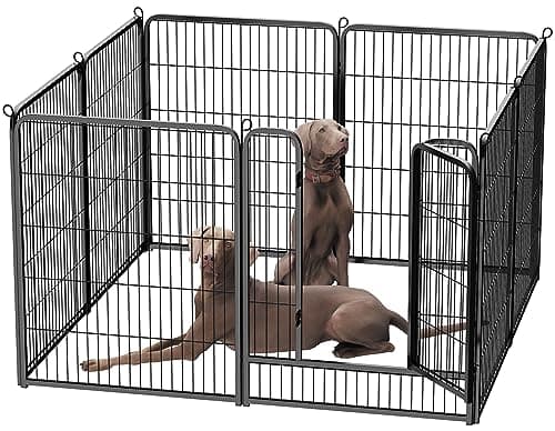 Image of HOMIDEC Dog Pen, 8 Panel Puppy Pen with Door, High 100cm Indoor/Outdoor Pet Exercise Playpen, Portable Detachable Animal Run Enclosures for Dogs, Puppies, Cats, Rabbits and Other Animals (Black)