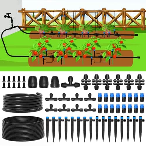 Image of MIXC 70M/230FT Drip Irrigation System, Easy to Setup Automatic Watering with Anti-UV 1/4" & 1/2" Tubing - Water-Saving Adjustable Nozzles & Sprinklers for Greenhouse, Allotment, Patio Potted Plants