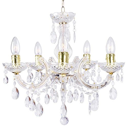 Image of LITECRAFT Marie Therese Chandelier Ceiling Light Crystal Effect 5 Arm - (Gold)
