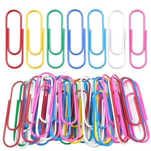 Image of 30 Pack Jumbo Paper Clips 4 Inch (10cm) Coloured, Vinyl Coated Paperclips, Multicolored Large Mega Paperclips Rustproof Sheet Holders for Organizing Files Documents Home Office School Supplies