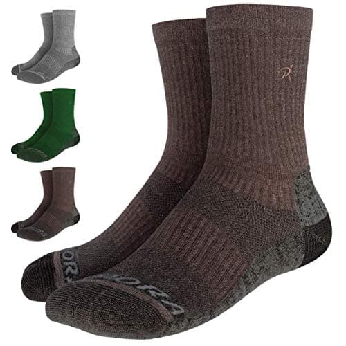 Image of Rymora Merino Wool Blend Walking Hiking Socks for Men & Women (Moisture Wicking, Breathable, Seamless) (One Pair - Brown) (Large: UK 10.5-13 / EU 45-47) [L]