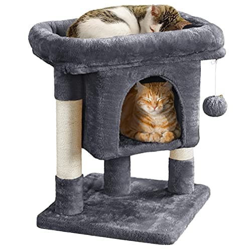 Image of Yaheetech 59cm Basic Cat Tree Tower, Cat Scratching Post w/Oversized Perches, Condo and Hanging Ball, Pet Furniture House for Kittens Pets, Dark Grey