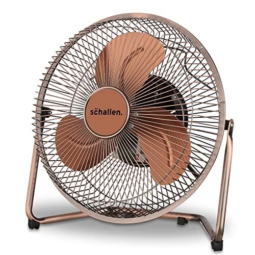 Image of Schallen Copper Metal High Velocity Cold Air Circulator Adjustable Floor Fan with 3 Speed Settings (9")