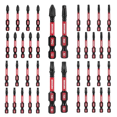 Image of GEINXURN Impact Tough Phillips Square Torx 2 in. Insert Driver Bits, 40Pack Bulk T20/T25/PH2/SQ2 Screwdriver Power Bits Set